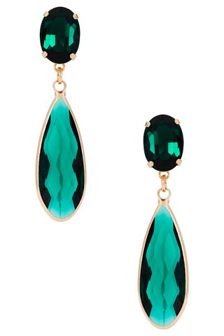 Omega Clasp Mono Colour Drop Earrings in Green & Gold | Revolve Clothing (Global)