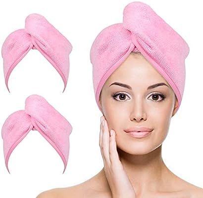 YoulerTex Microfiber Hair Towel Wrap for Women, 2 Pack 10 inch X 26 inch, Super Absorbent Quick D... | Amazon (US)