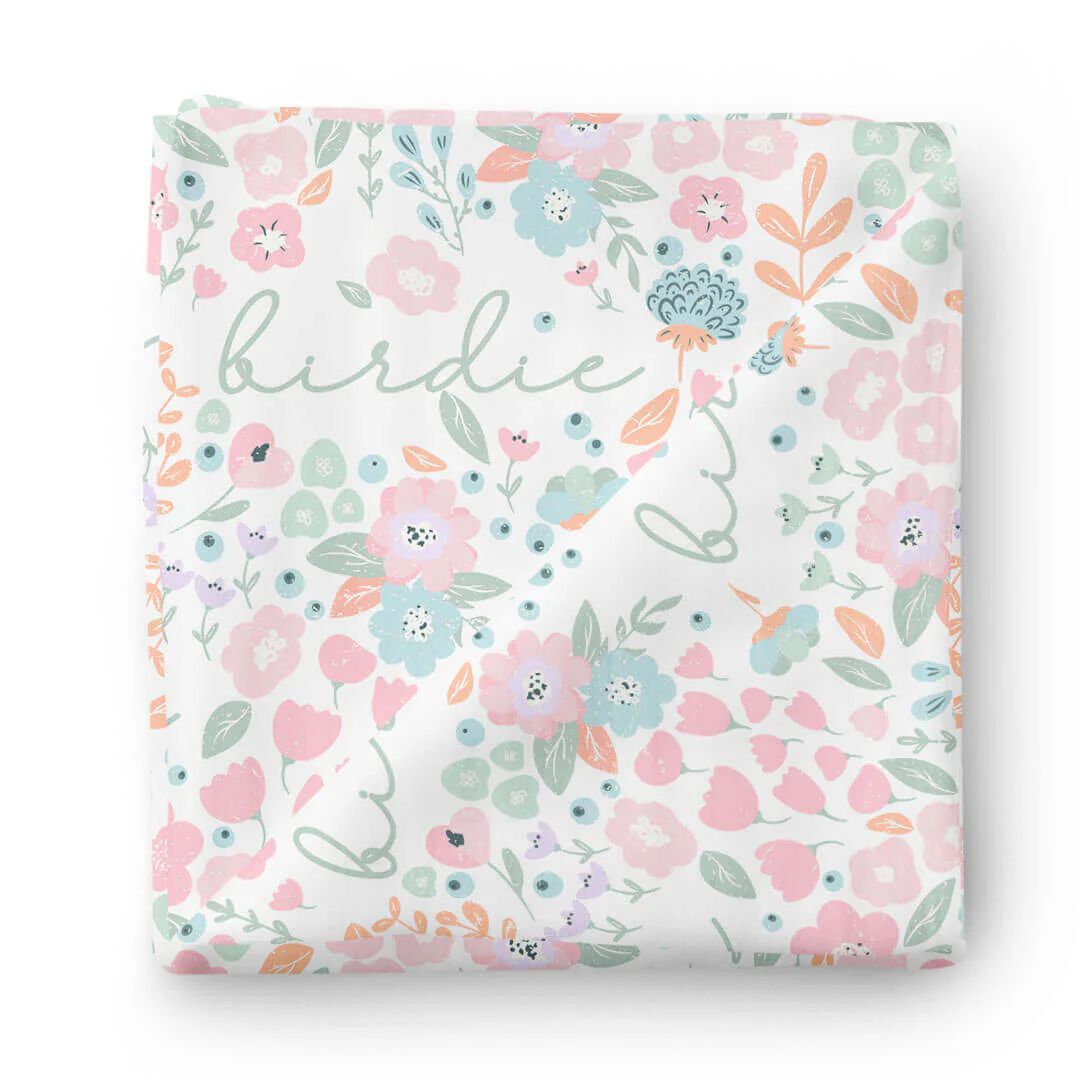 Willow's Whimsy Floral Personalized Swaddle Blanket | Caden Lane
