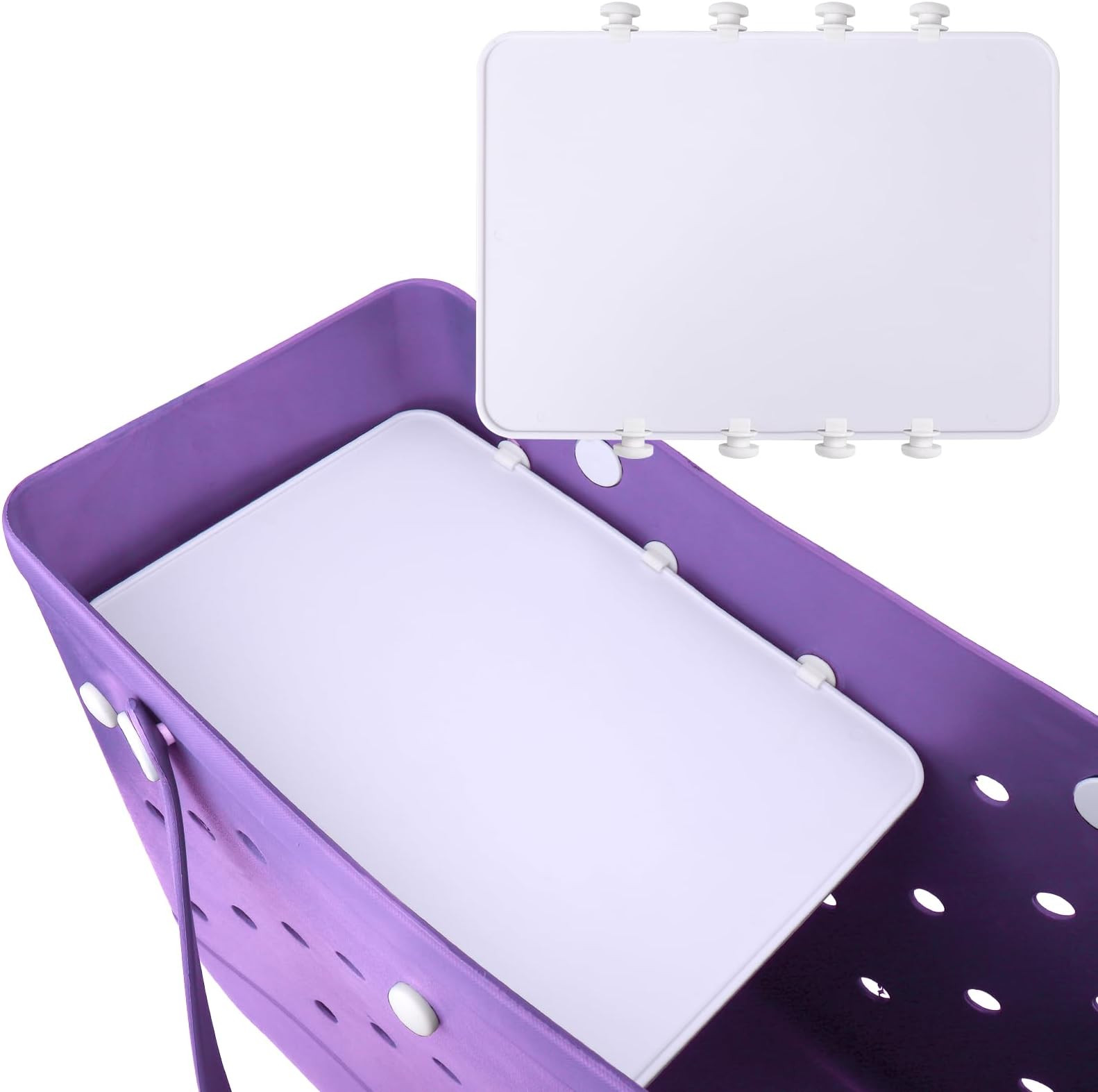 Mity rain Divider Tray Compatible with Bogg Bag/Simply Southern Tote, Accessories of Bogg Bag Original X Large as Divider and Snack Tray, Insert Tray Portable Lightweight with 6 Plastic Clips White | Amazon (US)