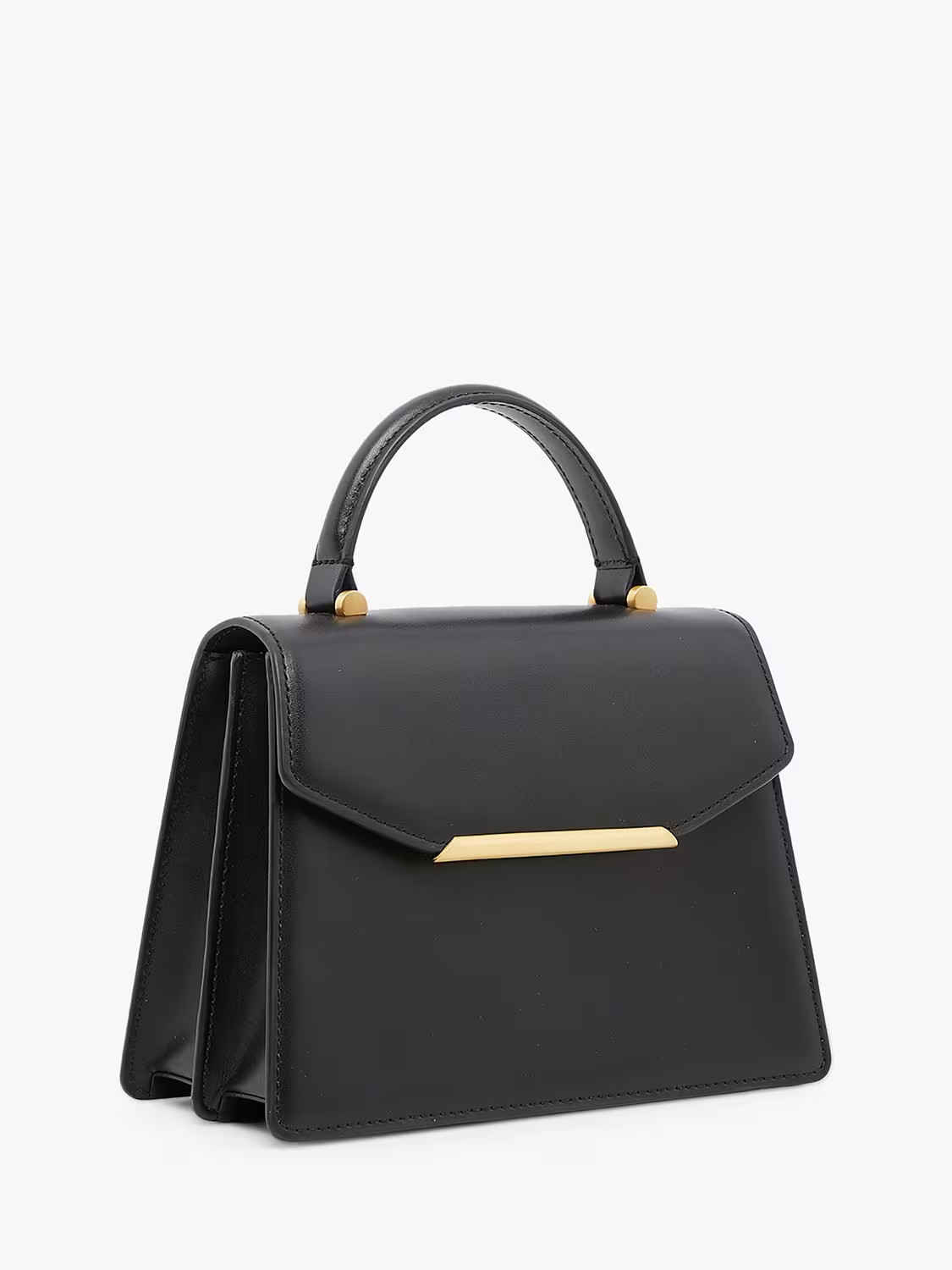 Jasper Conran LondonFrancine Top Handle Leather Grab Bag, Black | John Lewis (UK)