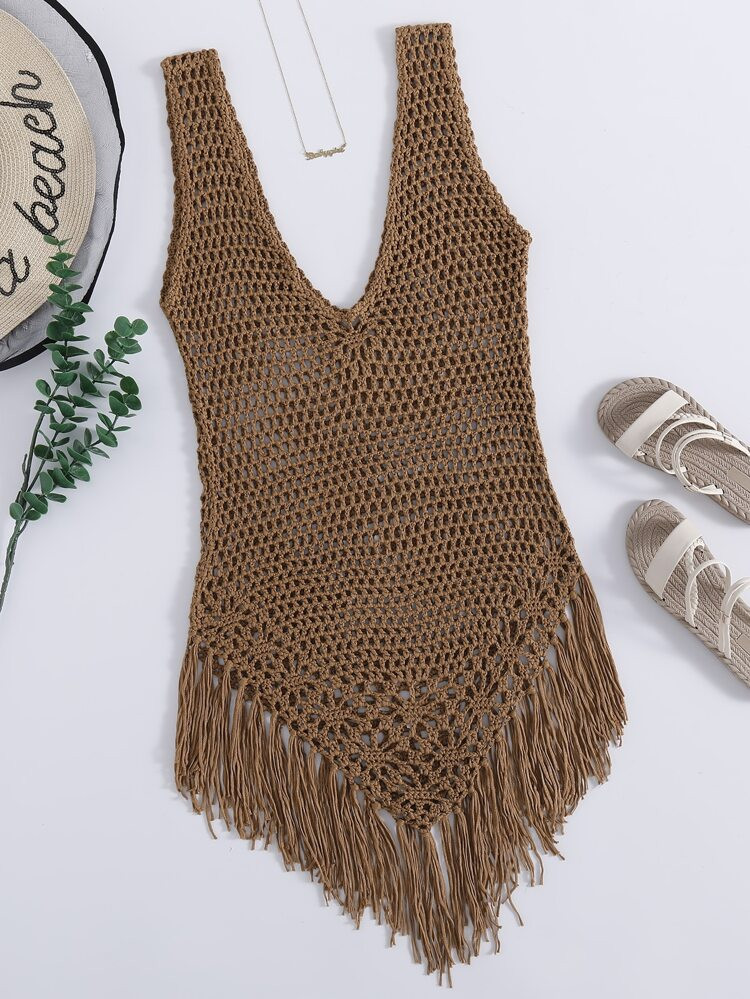 Knitted Fringe Hem Cover Up | SHEIN