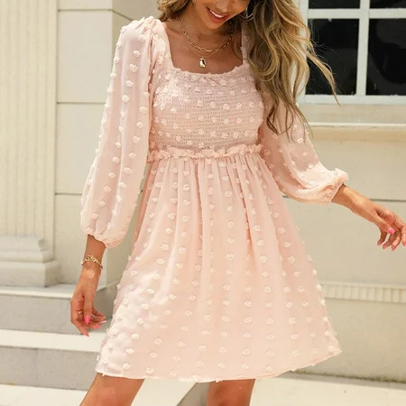 Jialili Dresses For Women 2022 Clearance Women S Summer Fashion High Waist Square Collar Lantern Thr | Walmart (US)