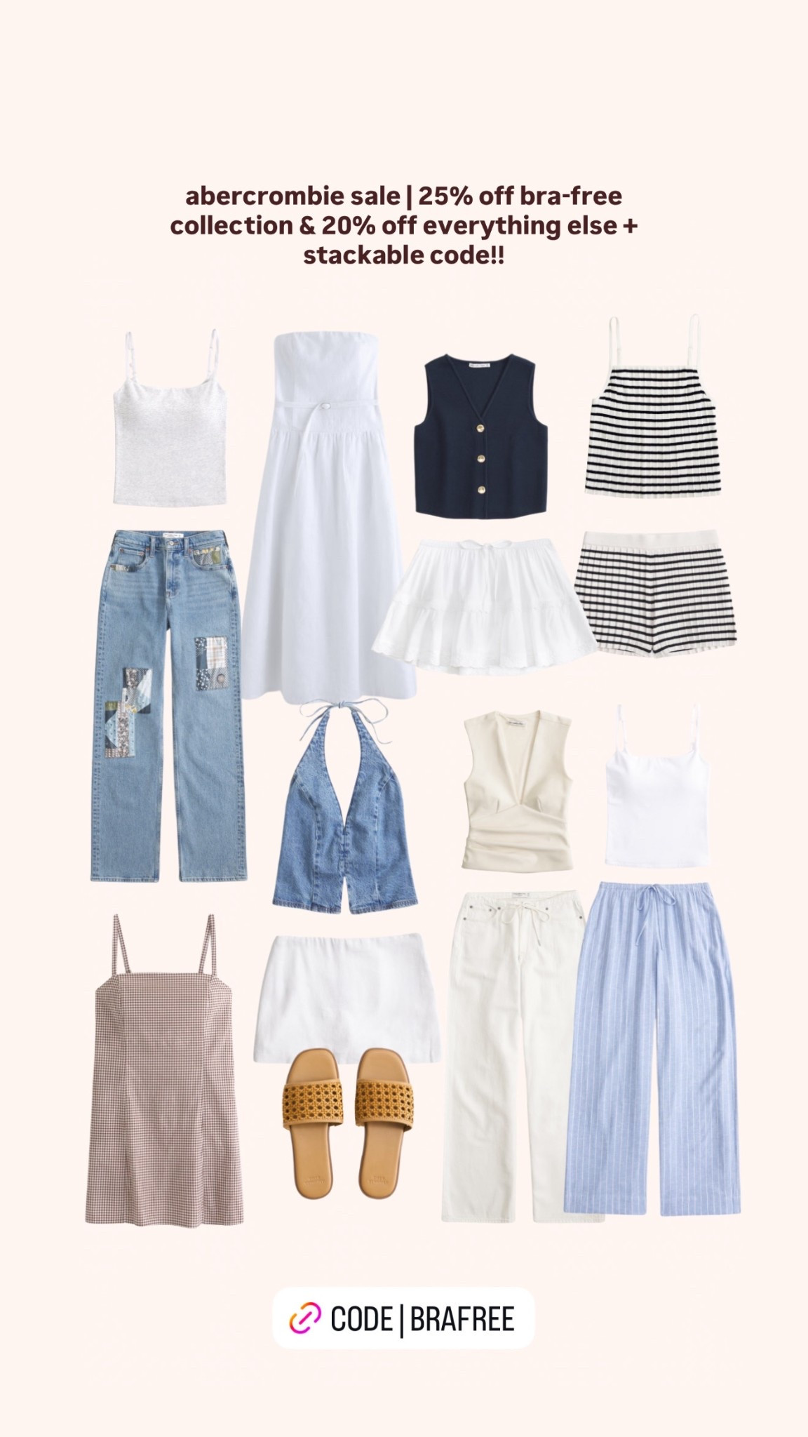 stackable abercrombie discount code BRAFREE this weekend only for extra 15% off whole order 

#LTKSaleAlert #LTKSeasonal