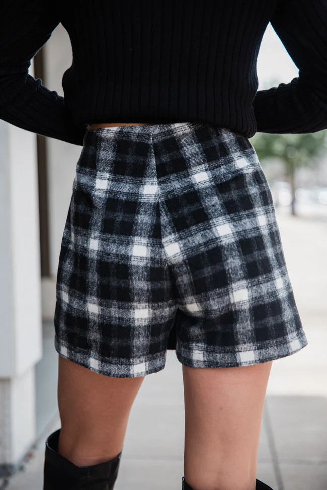 Sweet Escapes Black Plaid Skort | Pink Lily