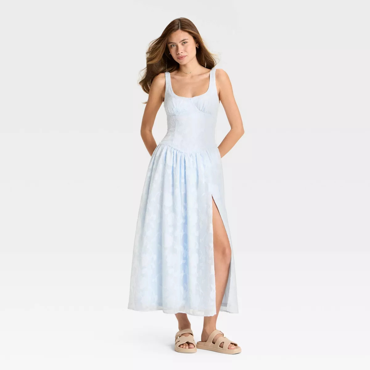 Women's Jacquard Tulle Trim Maxi A-Line Dress - Wild Fable™ | Target