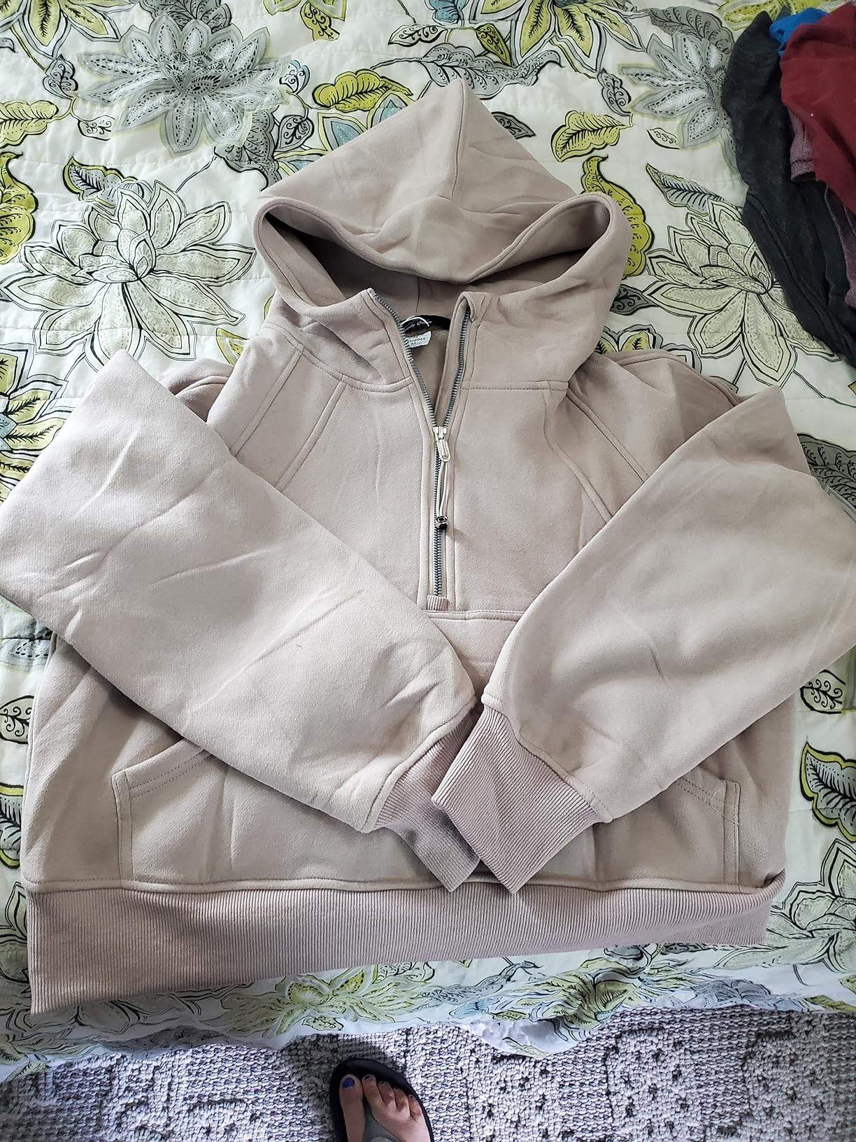 Womens Quarter Zip Pullover Cropped Hoodies Long Sleeve Fleece Half Zip Sweatshirts Fall Outfits ... | Amazon (US)