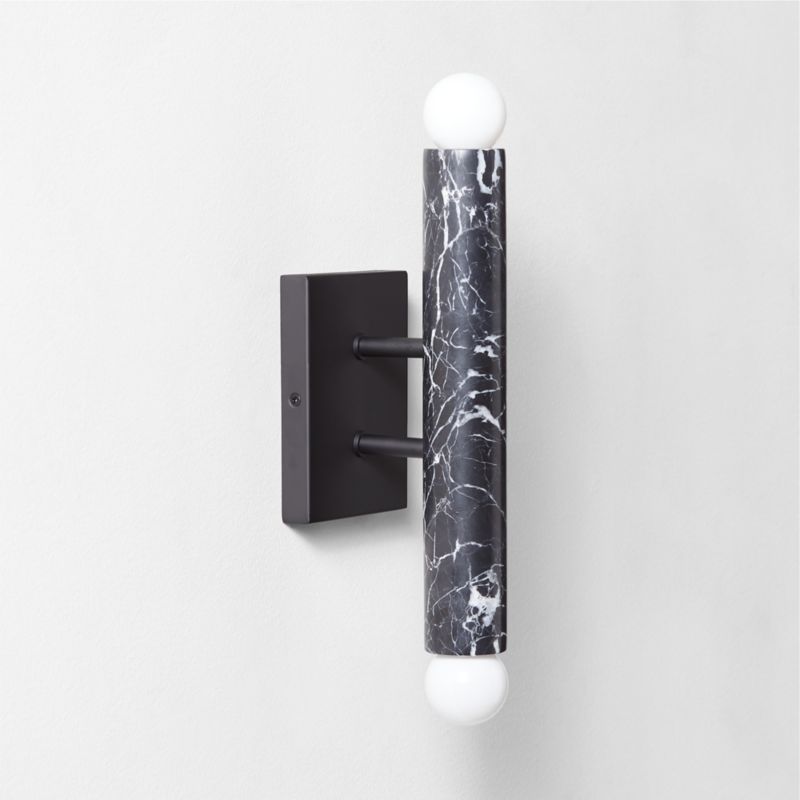 Tubular Black Marble Wall Sconce + Reviews | CB2 | CB2