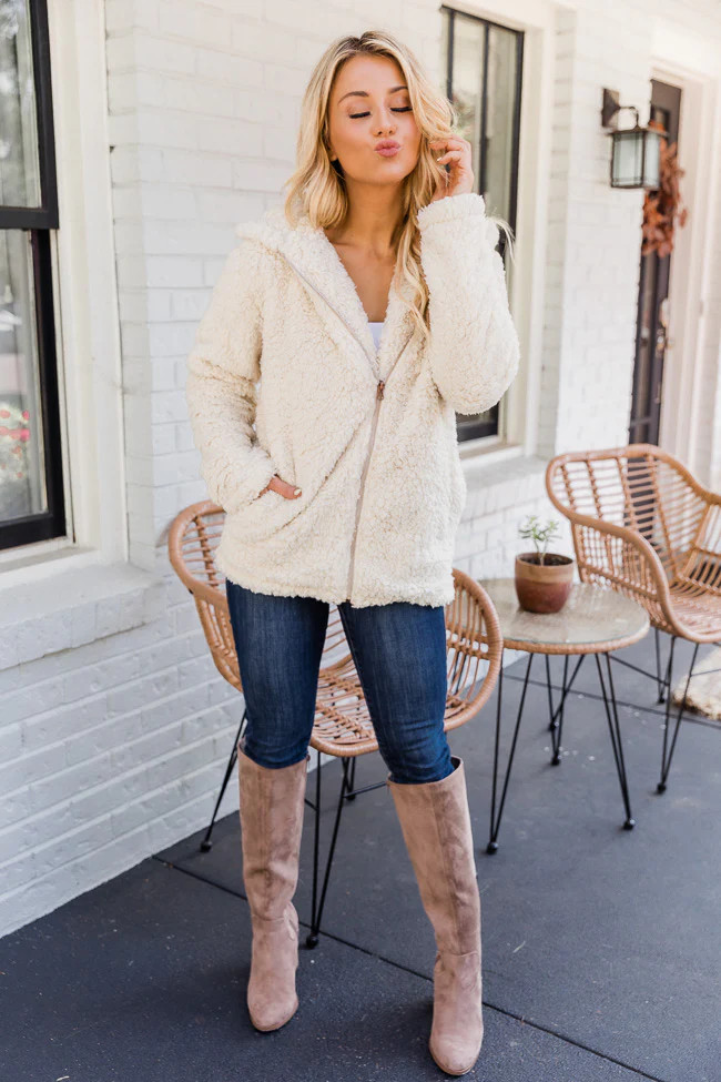 Forest Of Dreams Beige Sherpa Jacket | The Pink Lily Boutique