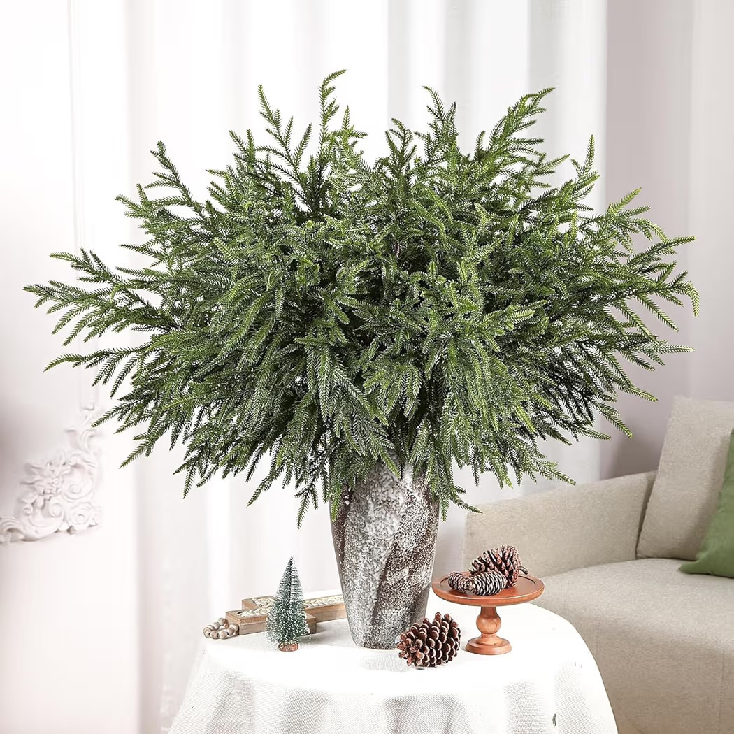 Alupssuc 36 Inch Norfolk Pine Stems, 12 Pcs Real Touch Norfolk Pine Branch, Christmas Greenery St... | Amazon (US)