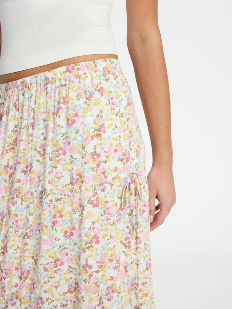 No Boundaries Side Tie Tiered Maxi Skirt, Women's XXS-XXL | Walmart (US)