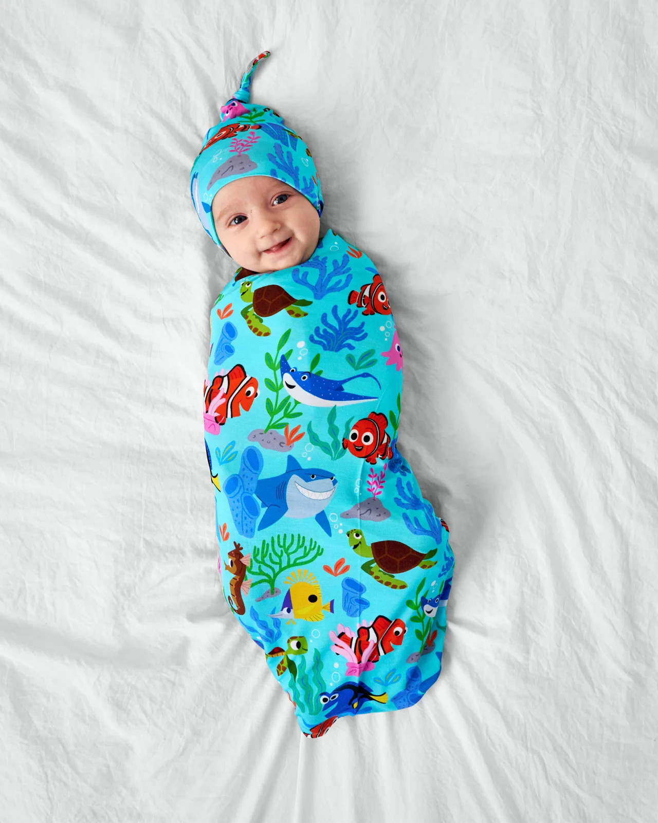 Pixar Nemo's Reef Swaddle & Hat Set | Little Sleepies