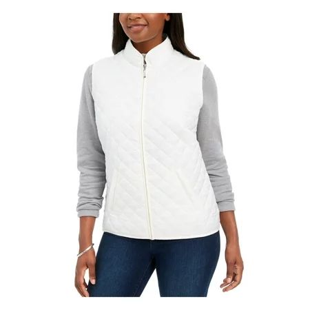 Karen Scott Sport Womens Petites Quilted Puffer Vest White PP | Walmart (US)