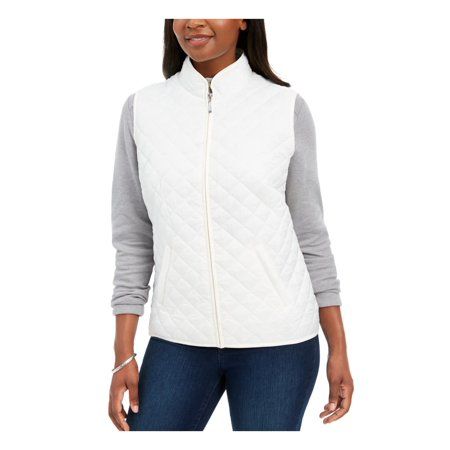 Karen Scott Sport Womens Petites Quilted Puffer Vest White PP | Walmart (US)