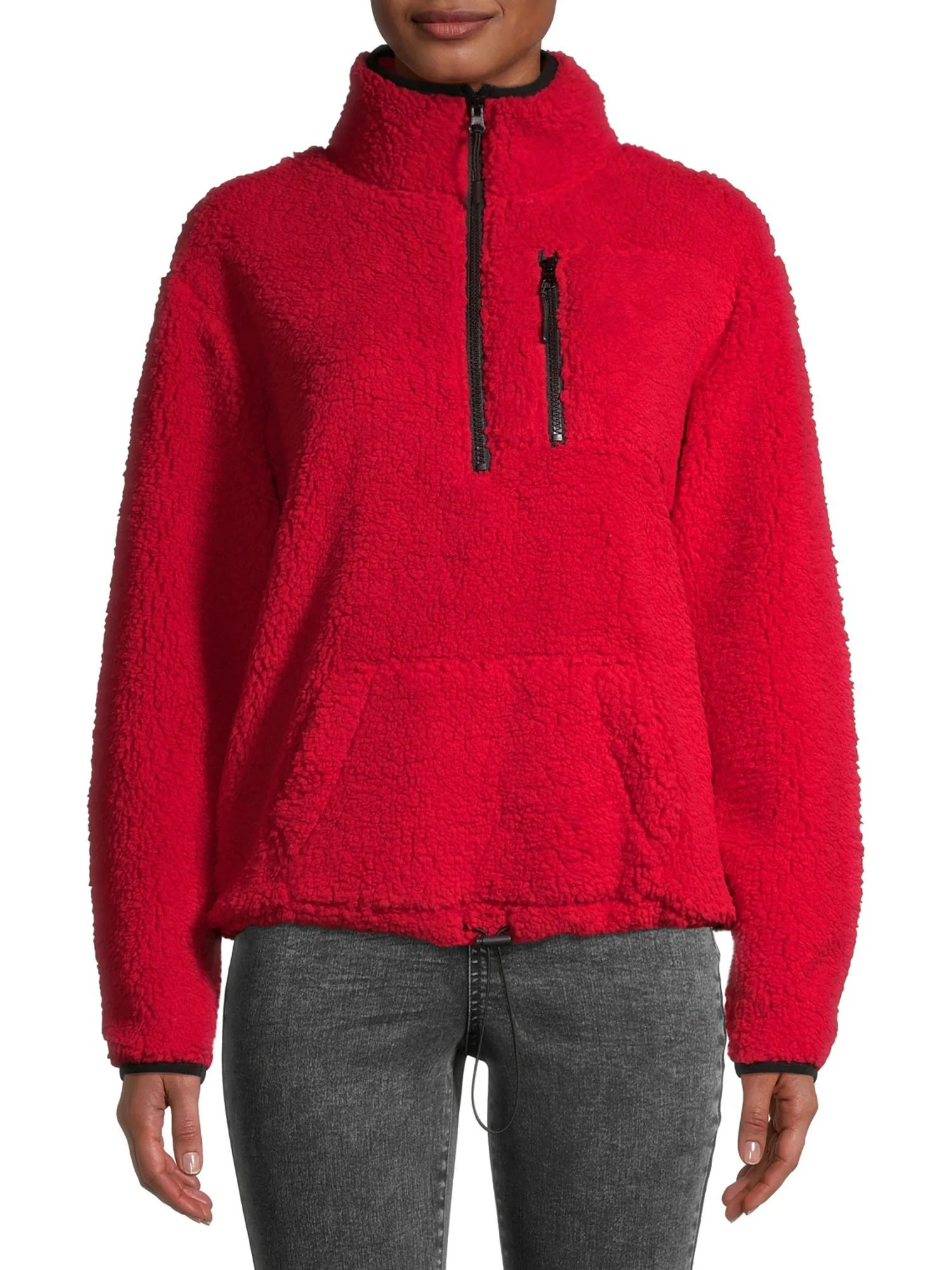 No Boundaries Juniors Half-Zip Faux Sherpa Pullover | Walmart (US)