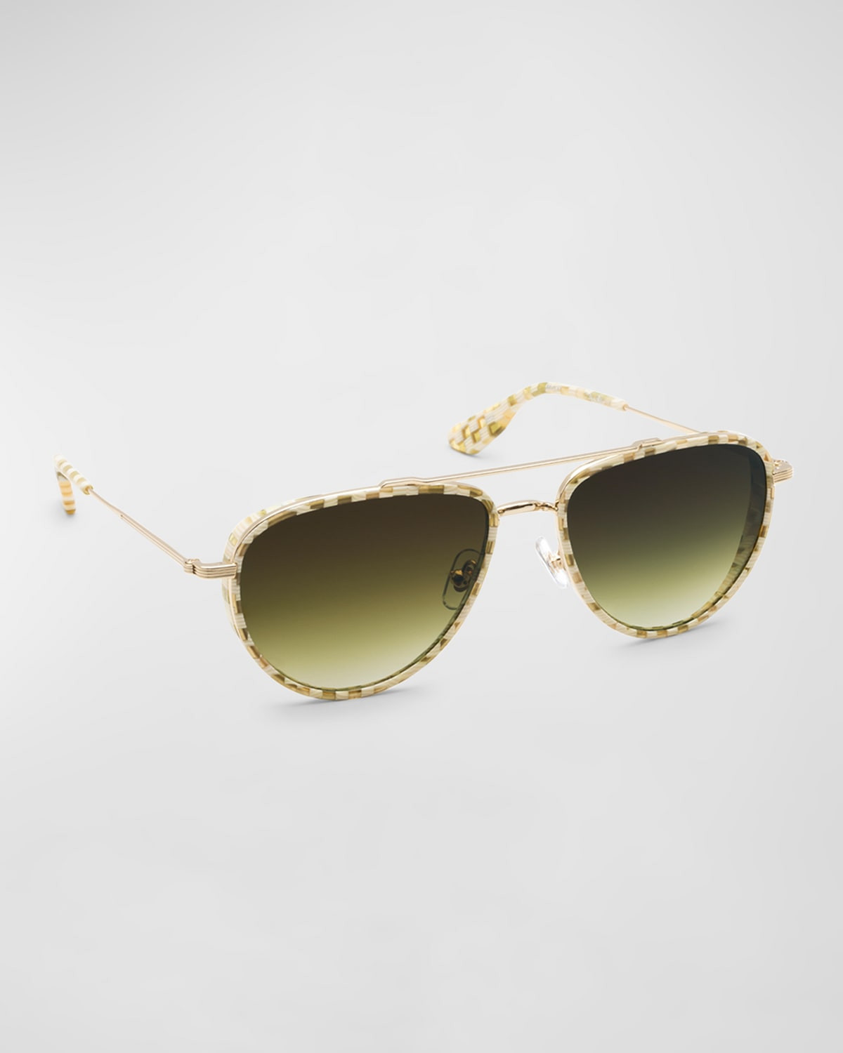 Coleman Checkered Mixed-Media Aviator Sunglasses | Neiman Marcus