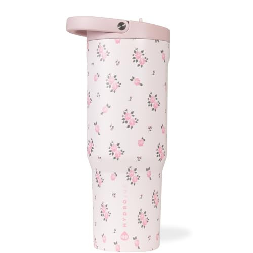 HydroJug Sport - Stainless Steel Tumbler with Straw, Vacuum Insulated, 32oz Leakproof Water Bottle, Ergonomic Design, Reusable, Dishwasher Safe, Rubber Base, Durable for Gym or Outdoors, Wildrose | Amazon (US)