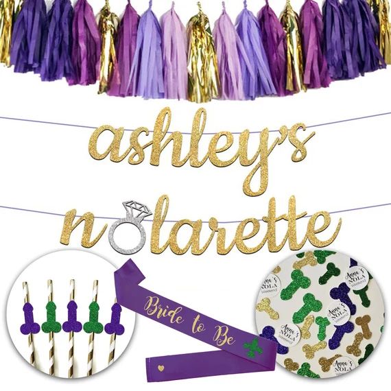 Nolarette Bachelorette Party Banner Package Mardi Gras Theme | Etsy | Etsy (US)