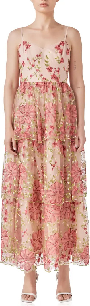 Floral Embroidered Tiered Maxi Dress | Nordstrom