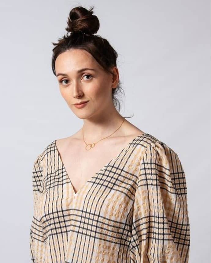 Ganni Seersucker Check Kleid Irish Cream - Trouva | Trouva (Global)