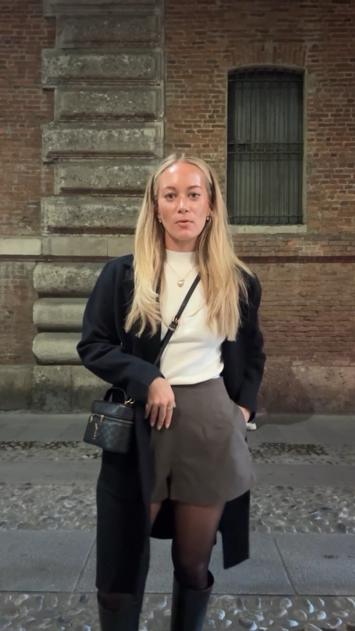 Milan OOTN 🤍 Fitted ribbed turtleneck layered under an Amazon sweater coat, @Revolve  boxer shorts with tights, @Reformation  black boots and my little YSL Gaby bag for dinner in the city.

OOTN Milan, Milan night outfit, dinner in Milan outfit, Italy vacation outfit, Europe winter outfit, cozy chic outfit, winter travel outfit, turtleneck styling, shorts with tights outfit, flat boots outfit

#LTKootd #LTKTravel