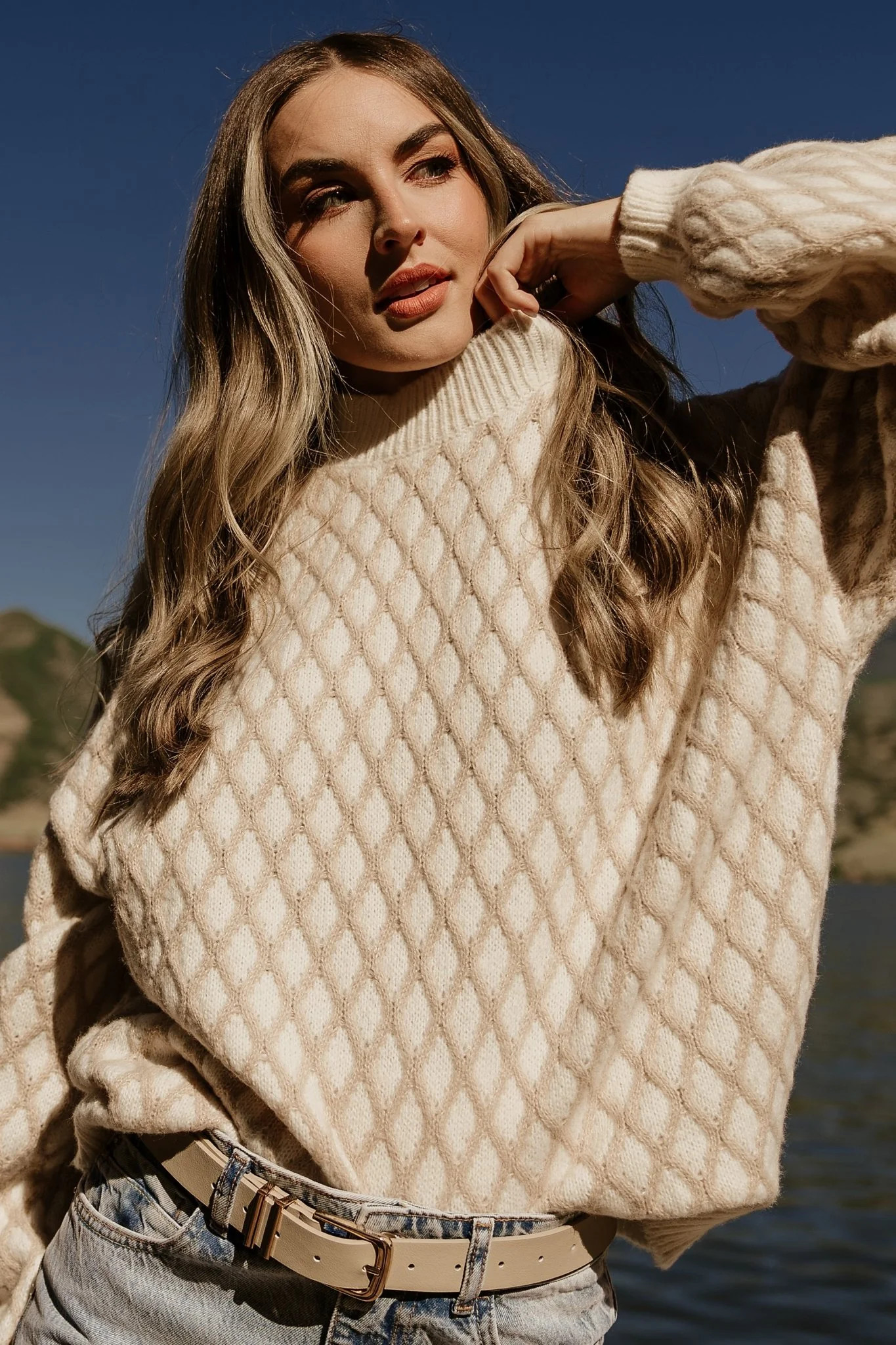 Hendrix Diamond Knit Sweater | Taupe | Baltic Born