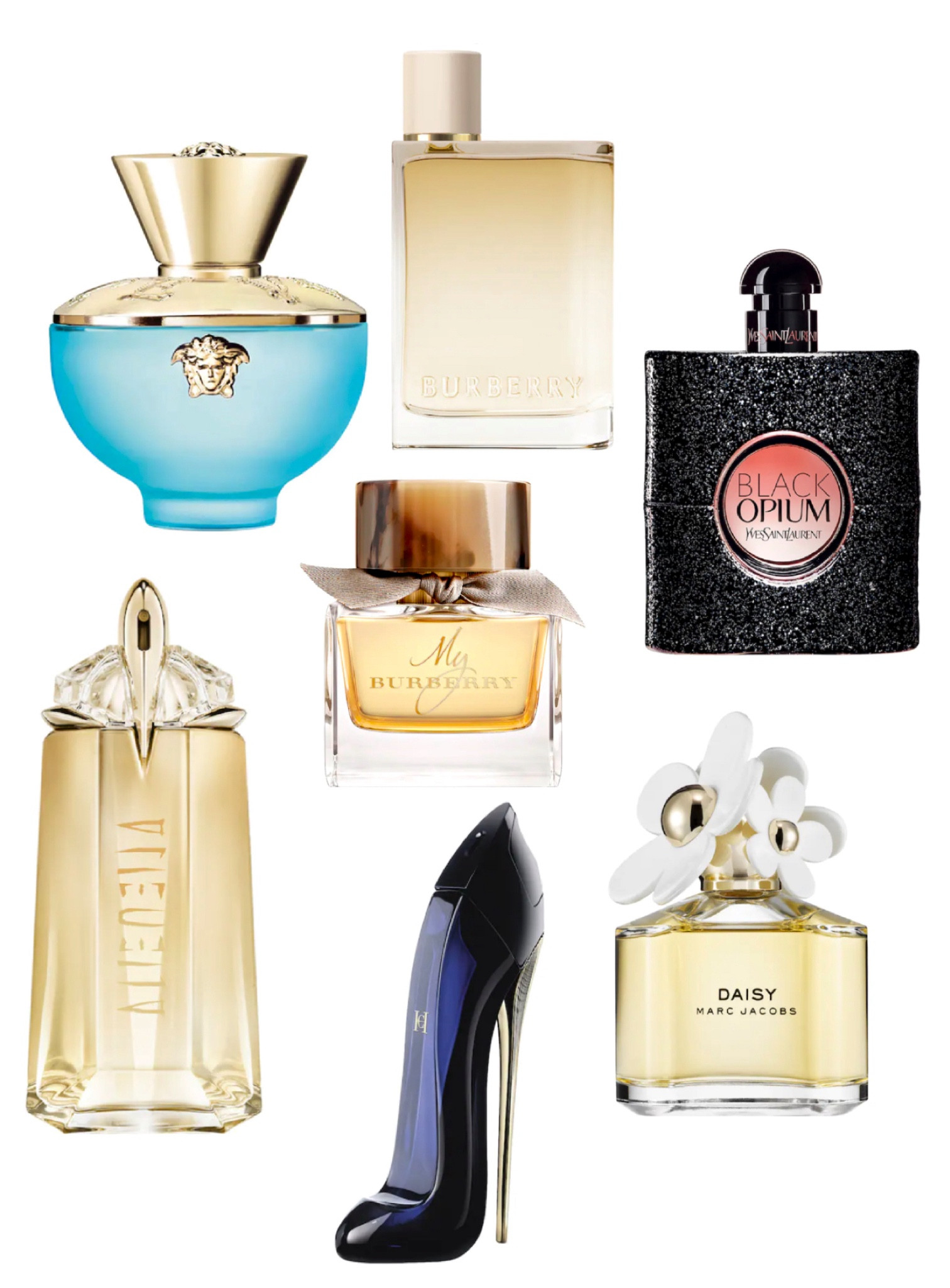 All of my favorite perfumes from every day scents to the perfect night out scent #alienperfume #goodgirl #daisymarcjacobs #yslblackopium #versacedylanturquoise #myburberry #burberryher

#LTKbeauty #LTKstyletip