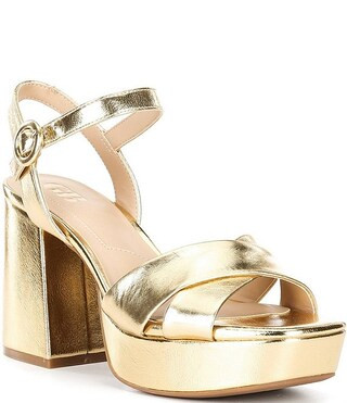 GB Class-Act Metallic Leather Platform Cross Strap Sandals | Dillard's | Dillard's