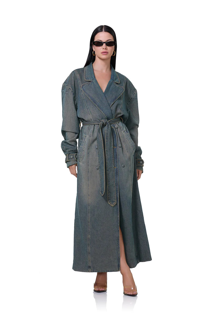 Saint Barrel Sleeve Trench Coat - Tinted Grunge Wash | ShopAFRM