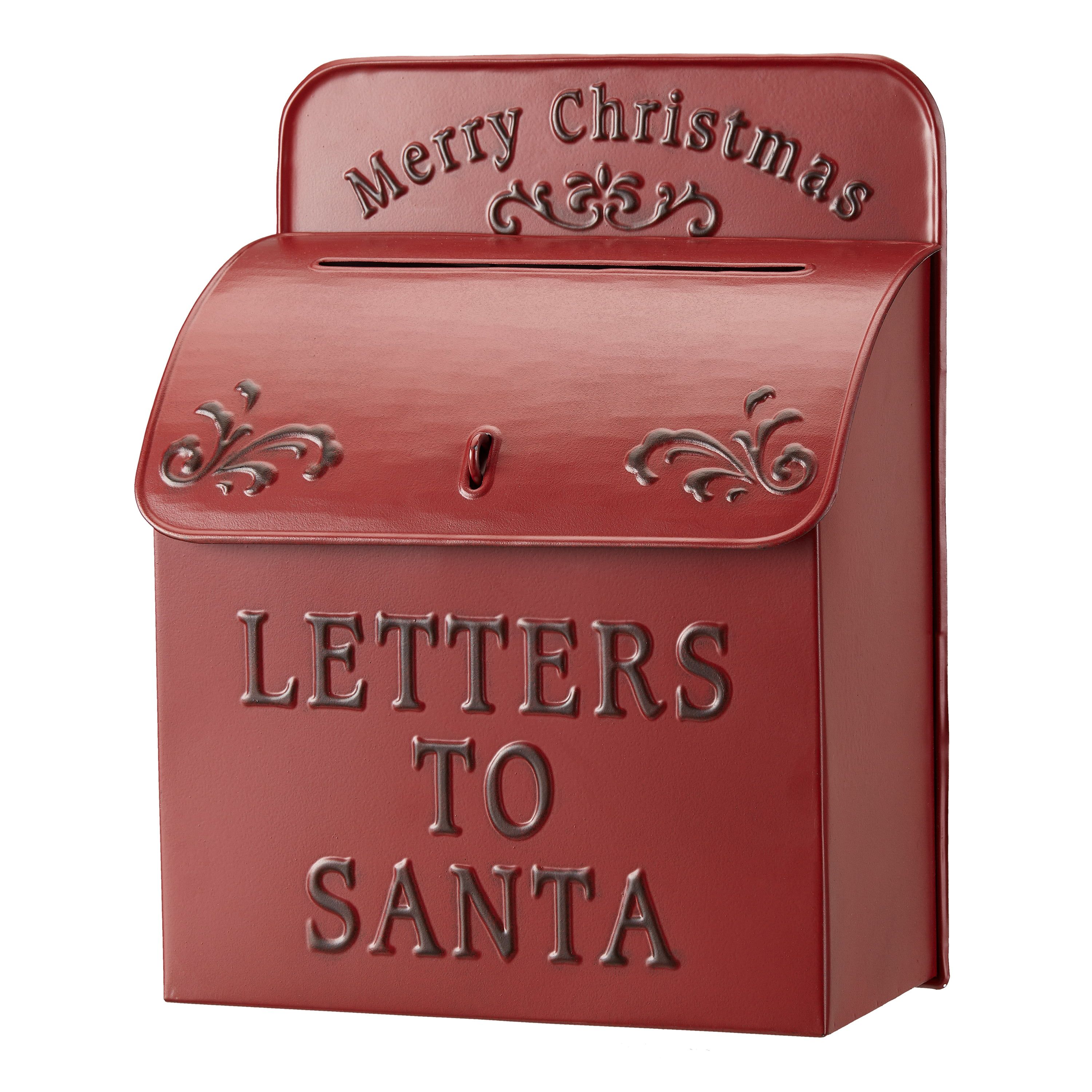 Holiday Time Red Metal Letters to Santa Mailbox Christmas Decoration, 13" | Walmart (US)
