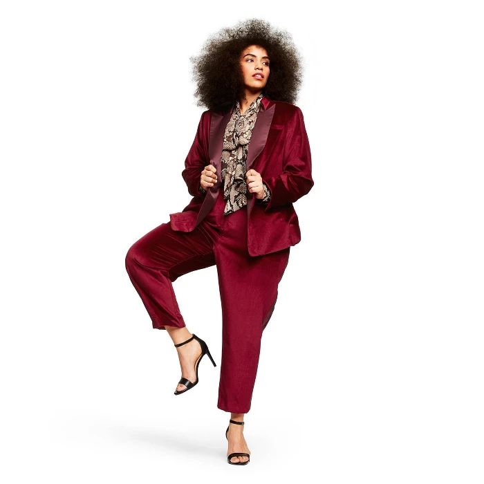 Women's Plus Size Long Sleeve Velvet Blazer - Altuzarra for Target Red | Target
