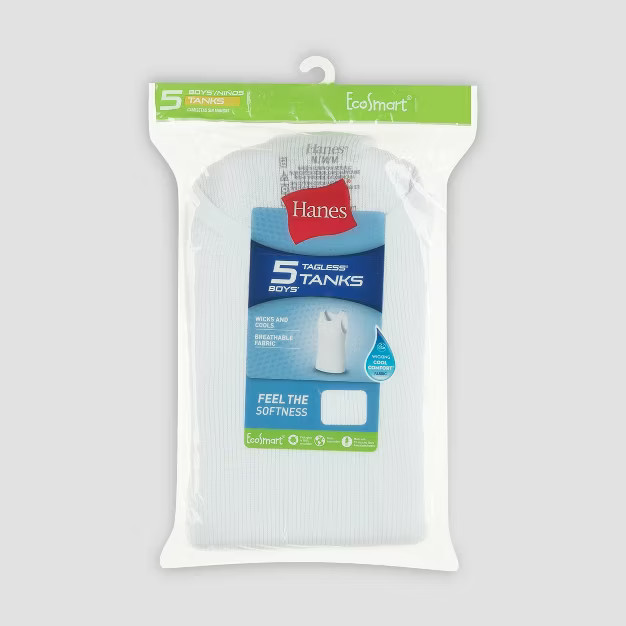 Hanes Boys' Solid 5pk Ribbed Tank - White | Target