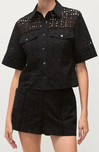 Veronica Beard Spruce Cotton Eyelet Button-Up Shirt | Nordstromrack | Nordstrom Rack