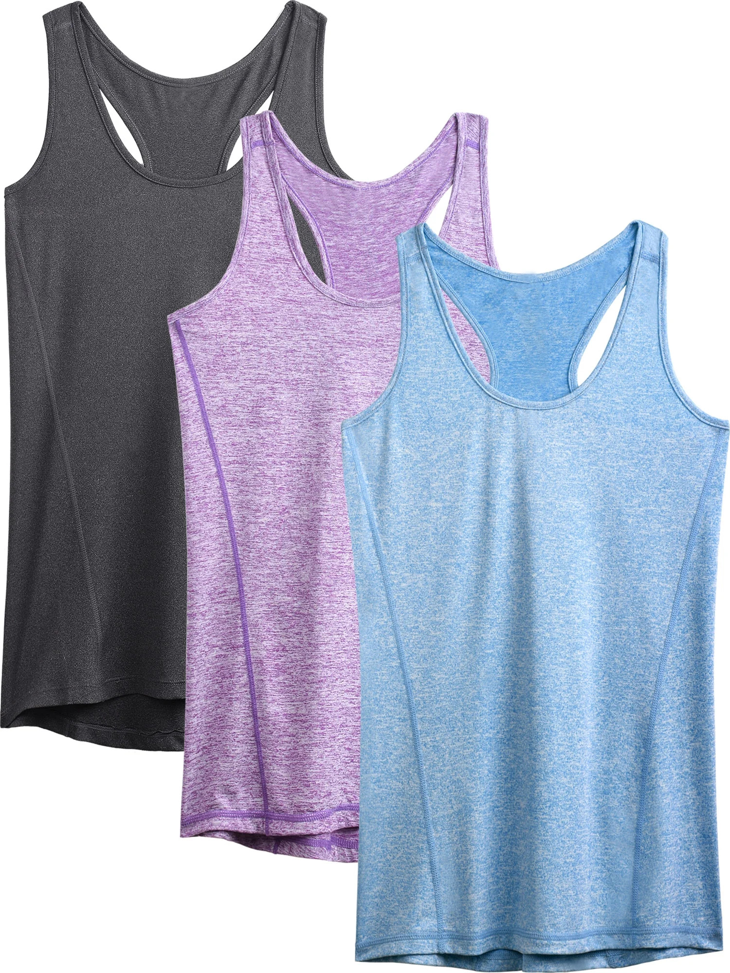 NELEUS Womens Workout Yoga Tank Top Racerback Running Athletic Shirts 3 Pack,Dark Gray+Purple+Lig... | Walmart (US)