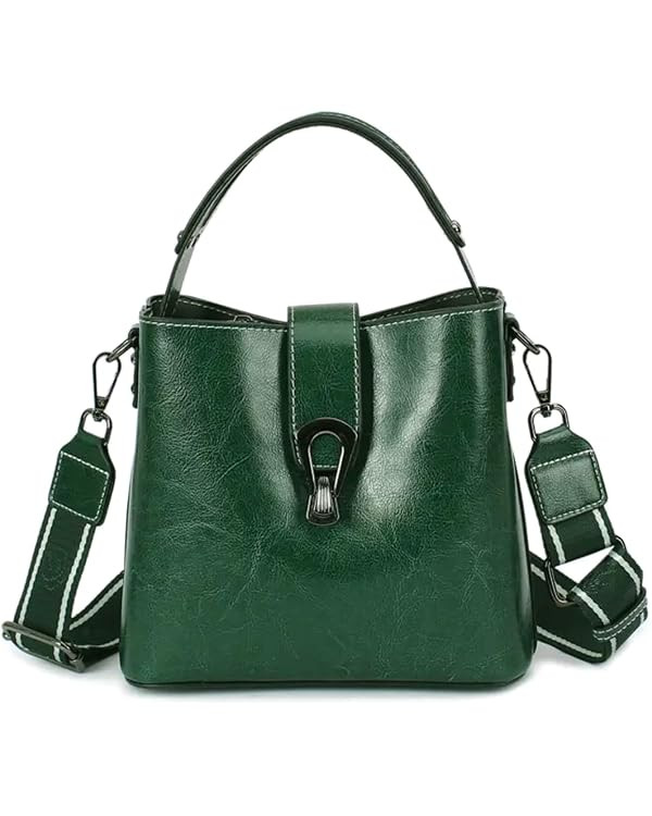 Women Genuine Real Leather Bucket Hobo Handbag, Vintage Fashion Top handle Satchel Crossbody Bag ... | Amazon (US)