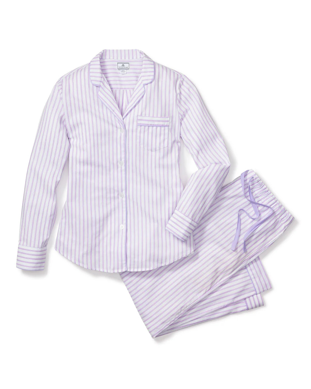 Women's Lavender French Ticking Pajama Set | Petite Plume