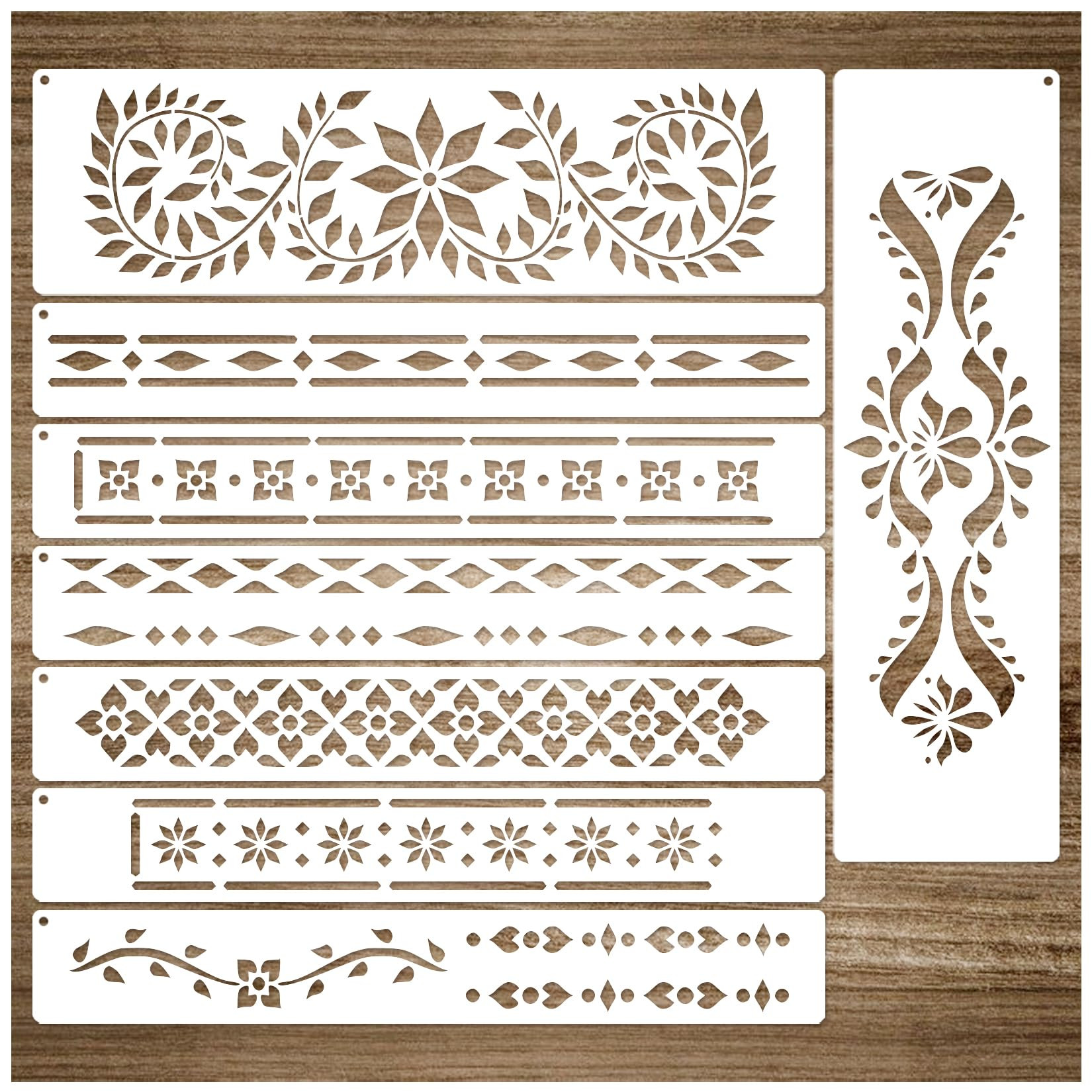 Border Stencils for Painting on Wood, Indian Inlay Furniture Stencils for Crafts Reusable Wood Bu... | Amazon (US)