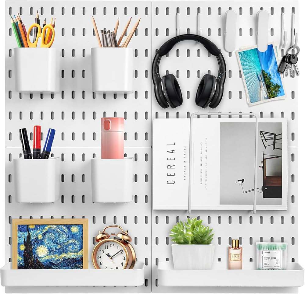 Pegboard Combination Kit, Pegboard Wall Organizer with 4 Pegboards & 19 Accessories Hanging, Pegb... | Amazon (US)