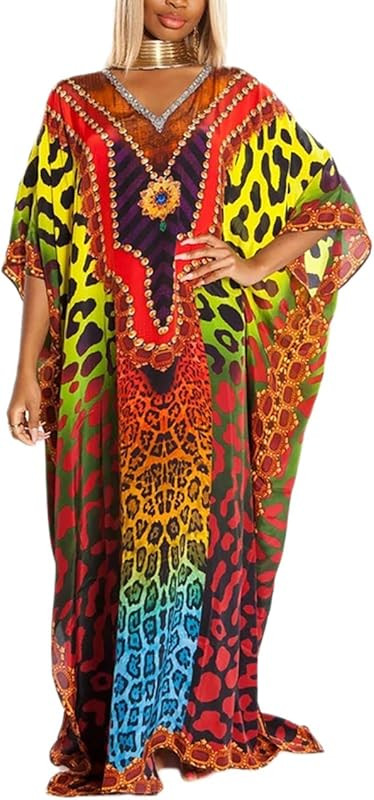 Bsubseach Women Casual Beach Kaftan Dress Short Sleeve Loungewear Caftan Swimsuit Cover Up | Amazon (US)