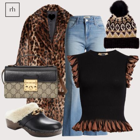 One of my fav coats in leopard !! It’s gorgeous isn’t it ❤️ 
Gucci padlock bag is a classic, 1350 - it’s a mini! 
Cute going out look that’s dressy and casual with the jeans and clogs! 

#LTKover40 #LTKGiftGuide #LTKparties