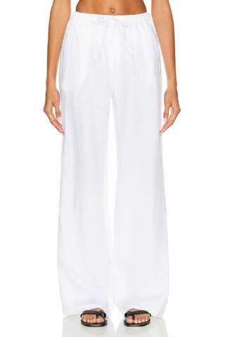 AEXAE Linen Drawstring Trouser in White | FWRD 