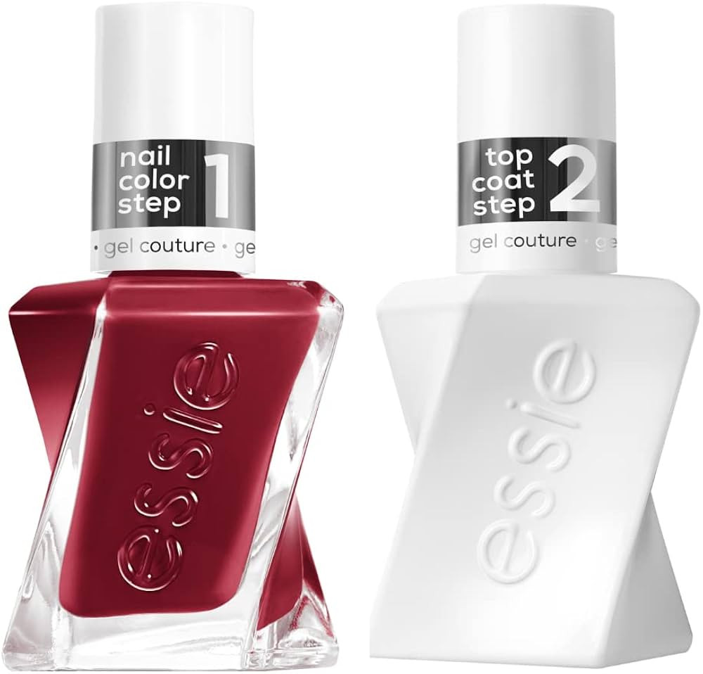 essie Gel Couture Longwear Nail Polish Set, Red Nail Polish, Put in the Patchwork + Gel-like Shin... | Amazon (US)