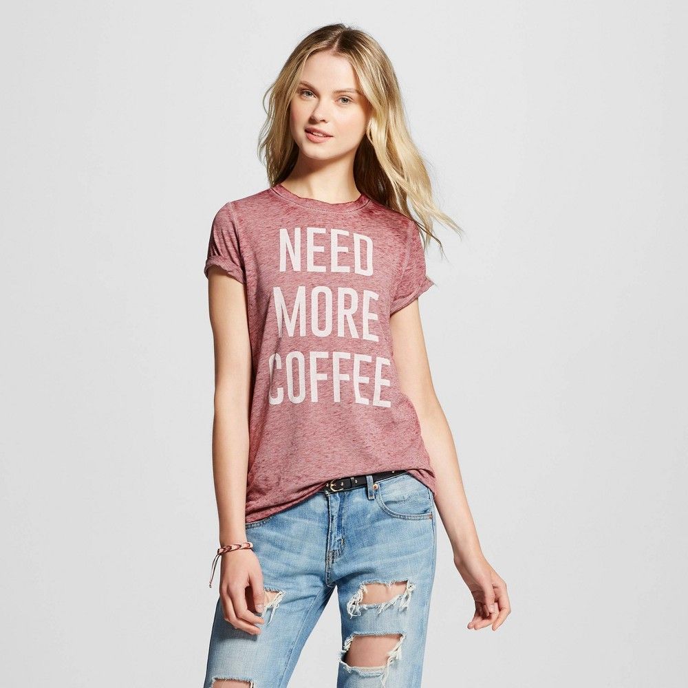 Women's Need More Coffee Graphic Tee Burgundy XS - L.O.L. Vintage, Red/Brown | Target