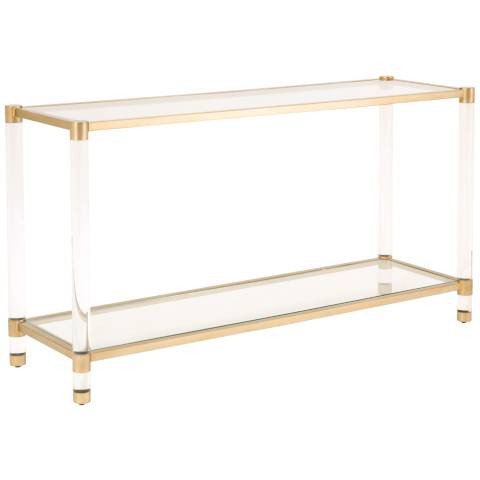 Glass and Brass 58" Wide  1-Shelf Console Table | Lamps Plus