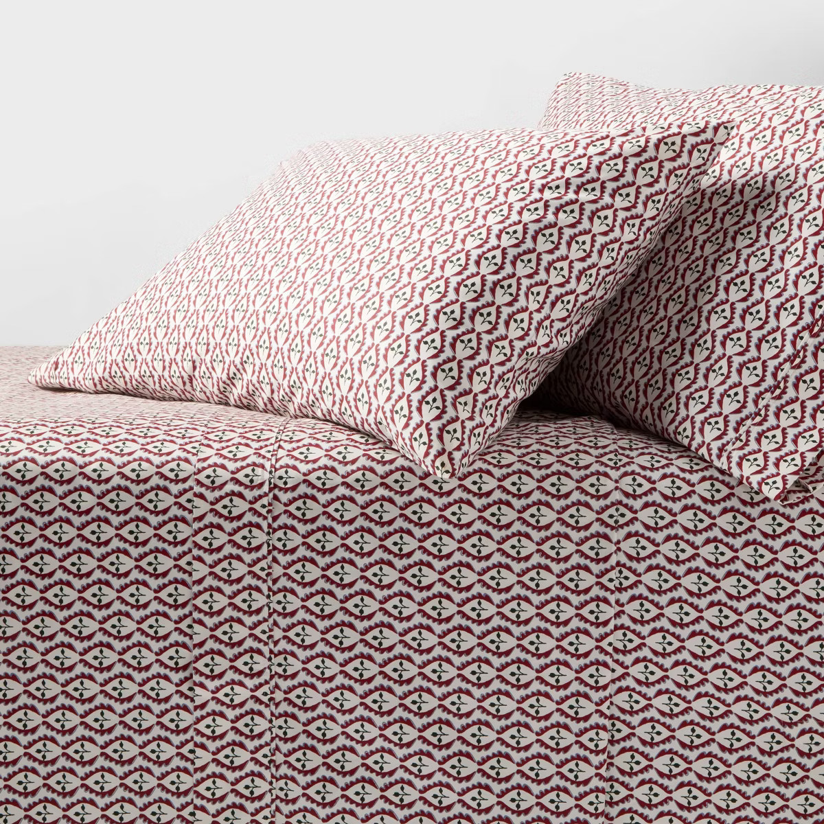 Queen 400 Thread Count Christmas Holiday Performance Sheet Set Red Plaid - Threshold™ | Target