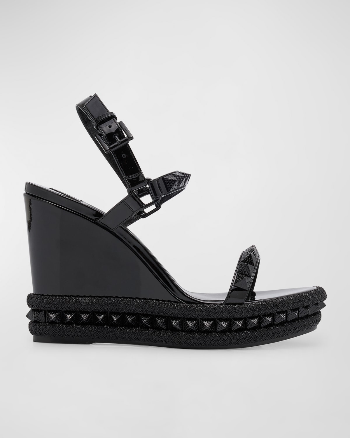 Pyraclou Metallic Spike Red Sole Wedge Sandals | Neiman Marcus
