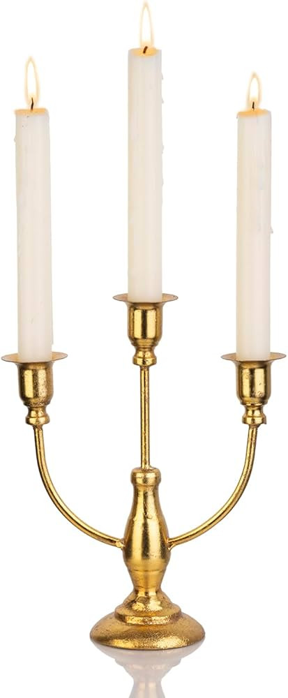Gold 3 Arms Candelabra Candlestick Holder (Set of 1), Candle Holder for Table | Amazon (US)