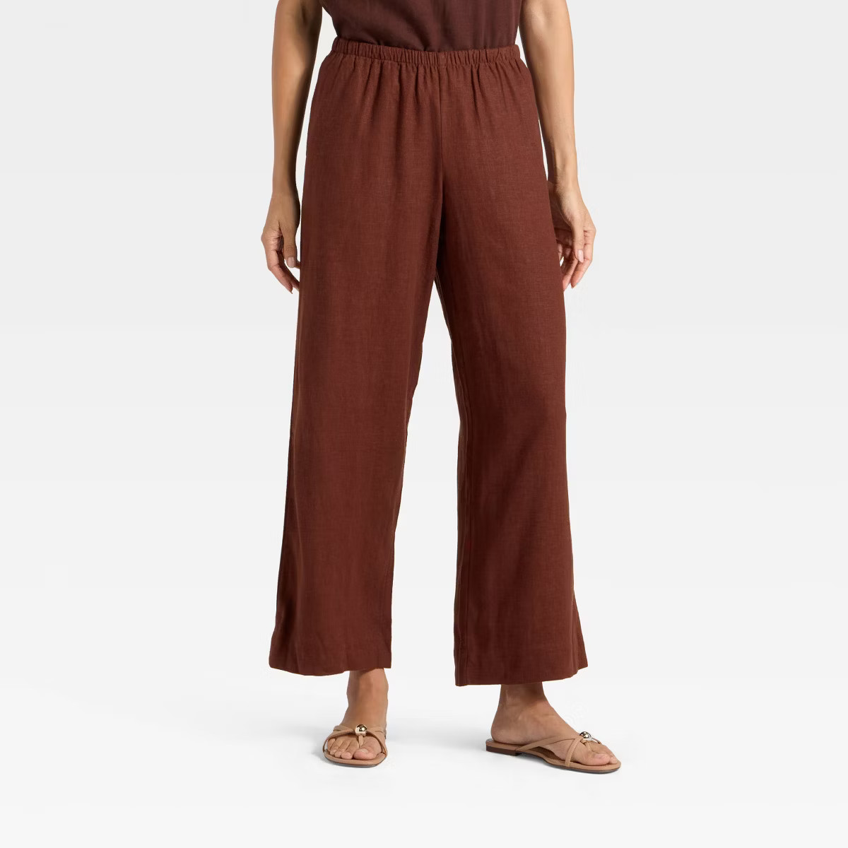 Women's Mid-Rise Wide Leg Linen Pull-On Pants - A New Day™ | Target