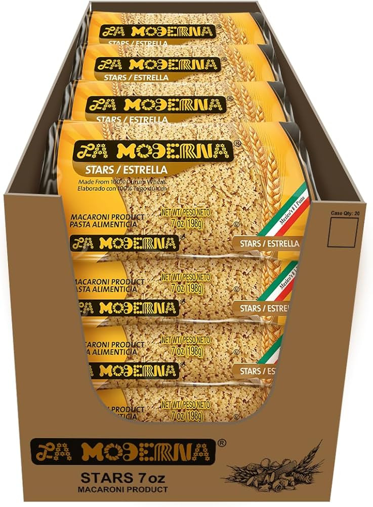 La Moderna Stars Pasta, Noodles, Durum Wheat, Protein, Fiber, Vitamins, 7 Oz, Pack of 20 | Amazon (US)