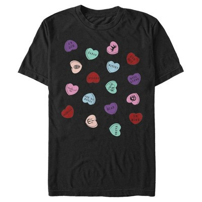 Men's Disney Villains Valentine's Day Candy Hearts  T-Shirt - Black - Small | Target